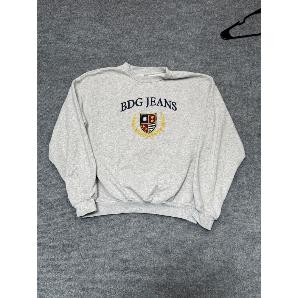 BDG Urban Outfitters Grey Crest Graphic Sweatshirt XS Oversized Collegiate‎ Crew